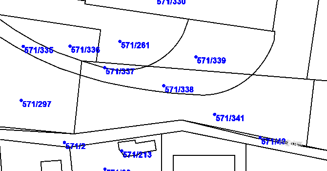 Parcela st. 571/338 v KÚ Šeberov, Katastrální mapa