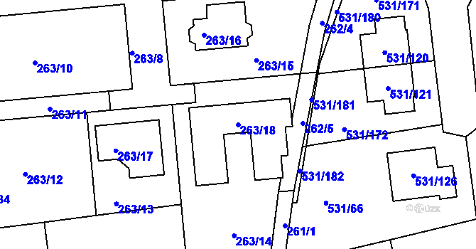 Parcela st. 263/18 v KÚ Šeberov, Katastrální mapa