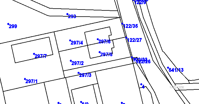 Parcela st. 297/5 v KÚ Šeberov, Katastrální mapa