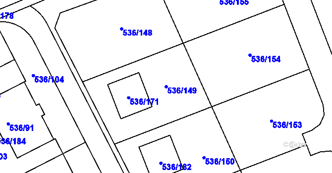 Parcela st. 536/149 v KÚ Šeberov, Katastrální mapa