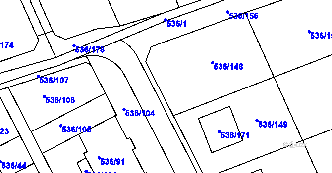 Parcela st. 536/145 v KÚ Šeberov, Katastrální mapa