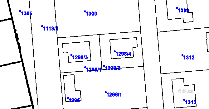 Parcela st. 1298/2 v KÚ Šeberov, Katastrální mapa