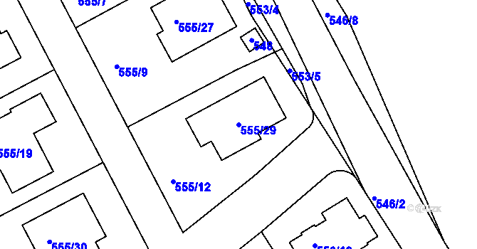 Parcela st. 555/29 v KÚ Šeberov, Katastrální mapa