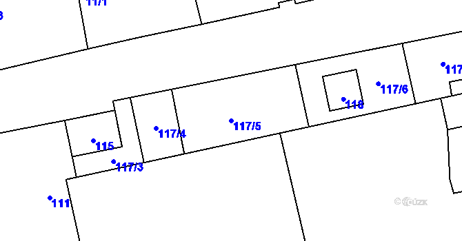 Parcela st. 117/5 v KÚ Šeberov, Katastrální mapa