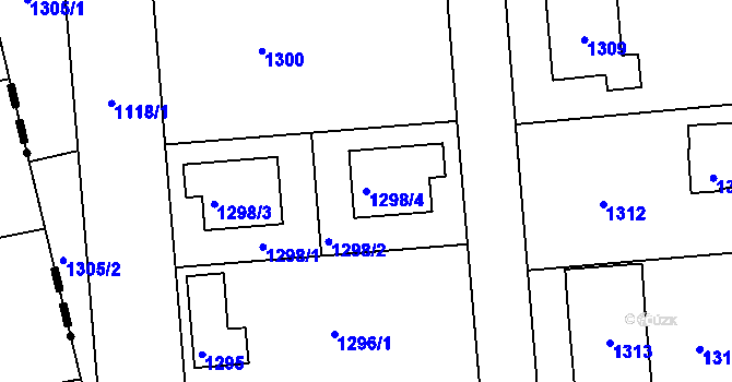 Parcela st. 1298/4 v KÚ Šeberov, Katastrální mapa