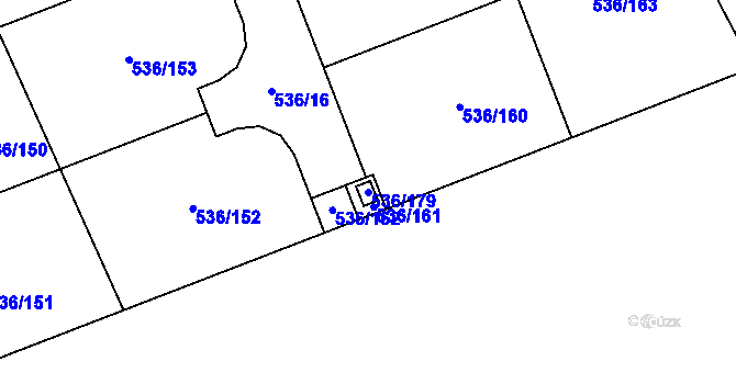 Parcela st. 536/179 v KÚ Šeberov, Katastrální mapa