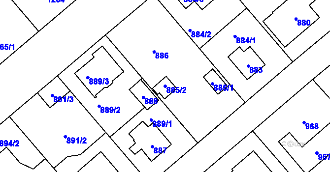 Parcela st. 885/2 v KÚ Šeberov, Katastrální mapa