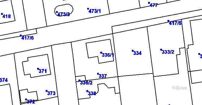 Parcela st. 336/1 v KÚ Šeberov, Katastrální mapa