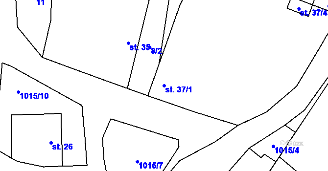 Parcela st. 37/1 v KÚ Březí u Šebestěnic, Katastrální mapa