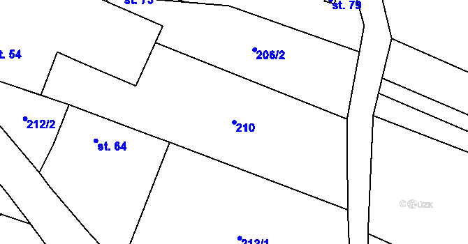 Parcela st. 210 v KÚ Březí u Šebestěnic, Katastrální mapa