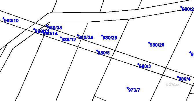 Parcela st. 980/5 v KÚ Březí u Šebestěnic, Katastrální mapa