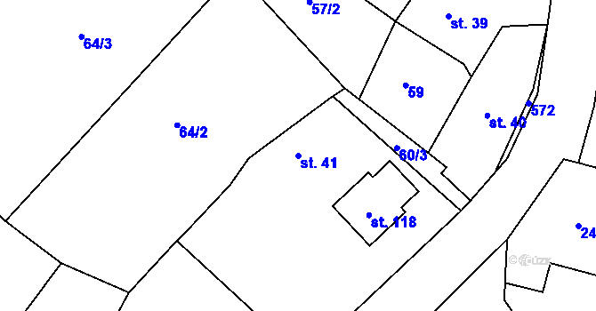 Parcela st. 41 v KÚ Šebestěnice, Katastrální mapa