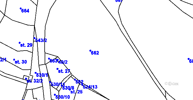 Parcela st. 40/1 v KÚ Šebestěnice, Katastrální mapa