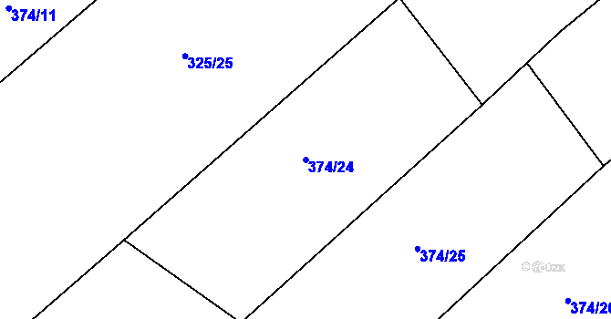 Parcela st. 374/24 v KÚ Šebestěnice, Katastrální mapa