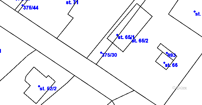 Parcela st. 375/30 v KÚ Šebestěnice, Katastrální mapa
