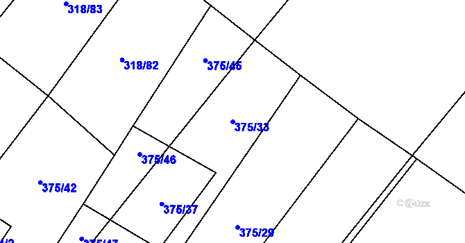 Parcela st. 375/33 v KÚ Šebestěnice, Katastrální mapa