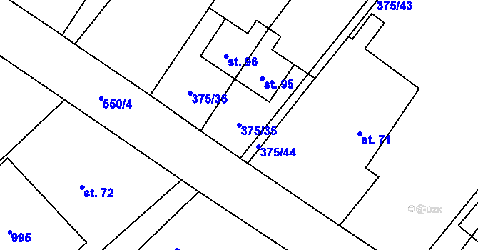 Parcela st. 375/35 v KÚ Šebestěnice, Katastrální mapa