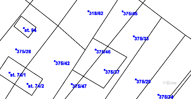 Parcela st. 375/46 v KÚ Šebestěnice, Katastrální mapa