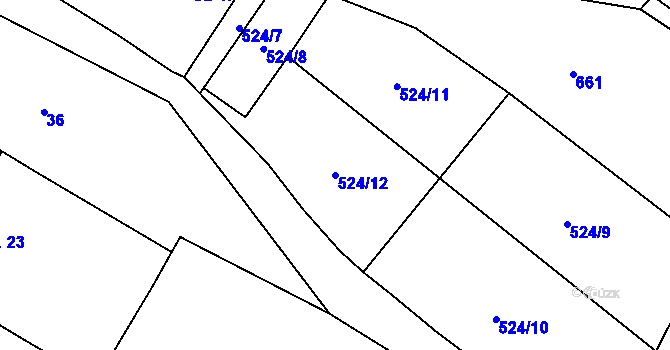 Parcela st. 524/12 v KÚ Šebestěnice, Katastrální mapa