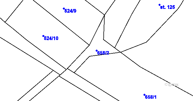 Parcela st. 658/2 v KÚ Šebestěnice, Katastrální mapa