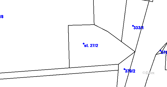 Parcela st. 27/2 v KÚ Zbudovice, Katastrální mapa