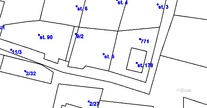 Parcela st. 5 v KÚ Světlá u Šebetova, Katastrální mapa