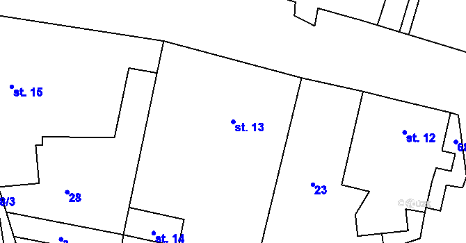 Parcela st. 13 v KÚ Světlá u Šebetova, Katastrální mapa