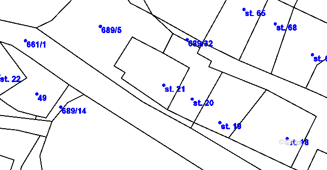 Parcela st. 21 v KÚ Světlá u Šebetova, Katastrální mapa