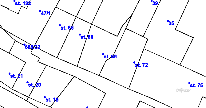Parcela st. 69 v KÚ Světlá u Šebetova, Katastrální mapa