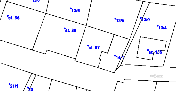 Parcela st. 87 v KÚ Světlá u Šebetova, Katastrální mapa