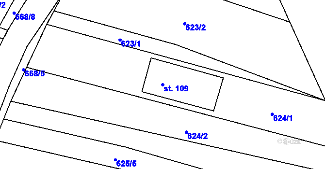 Parcela st. 109 v KÚ Světlá u Šebetova, Katastrální mapa
