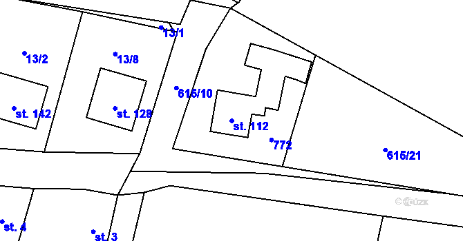 Parcela st. 112 v KÚ Světlá u Šebetova, Katastrální mapa