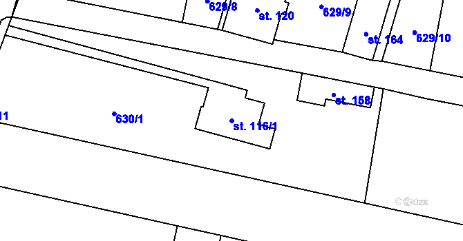 Parcela st. 116/1 v KÚ Světlá u Šebetova, Katastrální mapa