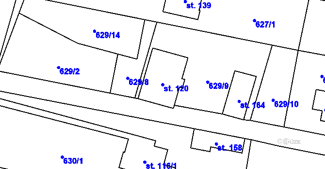 Parcela st. 120 v KÚ Světlá u Šebetova, Katastrální mapa