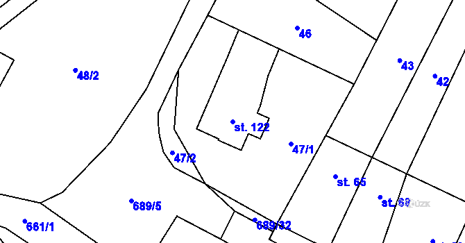 Parcela st. 122 v KÚ Světlá u Šebetova, Katastrální mapa