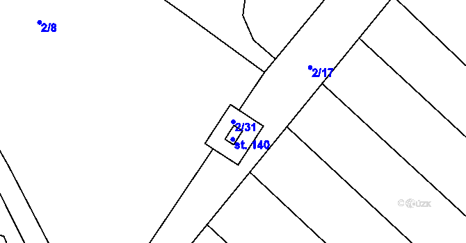Parcela st. 2/31 v KÚ Světlá u Šebetova, Katastrální mapa