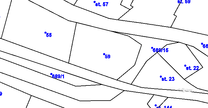 Parcela st. 59 v KÚ Světlá u Šebetova, Katastrální mapa