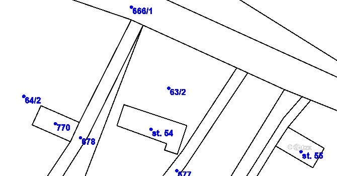 Parcela st. 63/2 v KÚ Světlá u Šebetova, Katastrální mapa