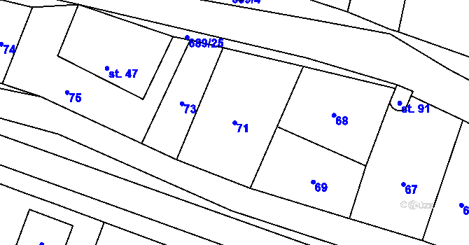 Parcela st. 71 v KÚ Světlá u Šebetova, Katastrální mapa