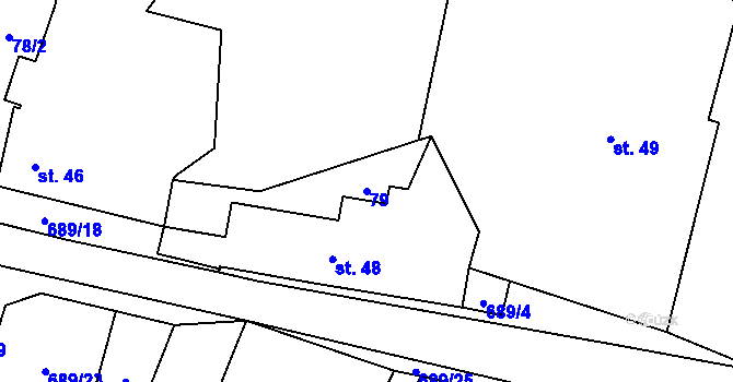 Parcela st. 79 v KÚ Světlá u Šebetova, Katastrální mapa