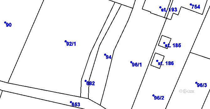 Parcela st. 94 v KÚ Světlá u Šebetova, Katastrální mapa