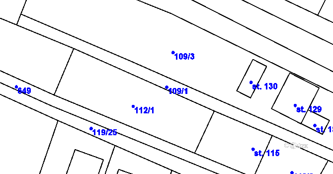 Parcela st. 109/1 v KÚ Světlá u Šebetova, Katastrální mapa