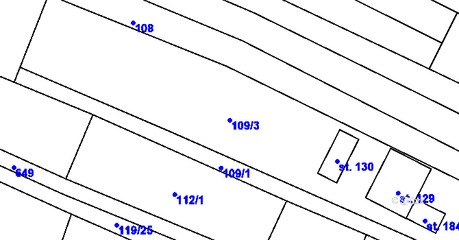 Parcela st. 109/3 v KÚ Světlá u Šebetova, Katastrální mapa