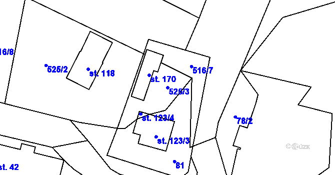 Parcela st. 525/3 v KÚ Světlá u Šebetova, Katastrální mapa