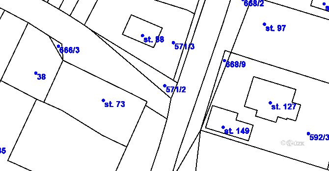 Parcela st. 571/2 v KÚ Světlá u Šebetova, Katastrální mapa