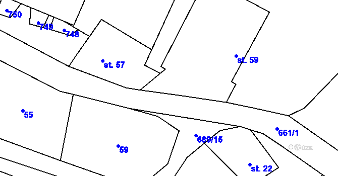 Parcela st. 689/2 v KÚ Světlá u Šebetova, Katastrální mapa