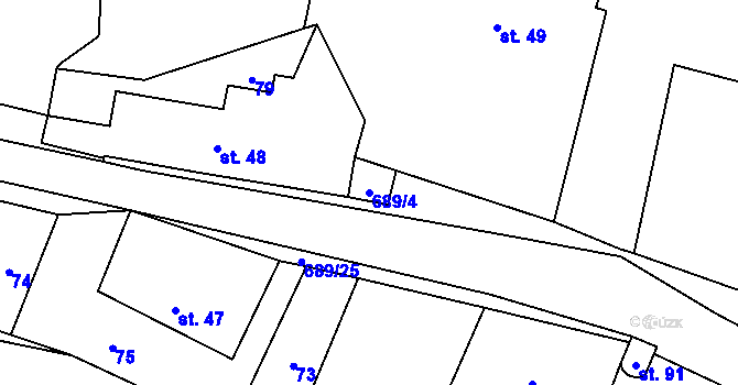 Parcela st. 689/4 v KÚ Světlá u Šebetova, Katastrální mapa