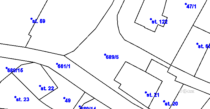 Parcela st. 689/5 v KÚ Světlá u Šebetova, Katastrální mapa