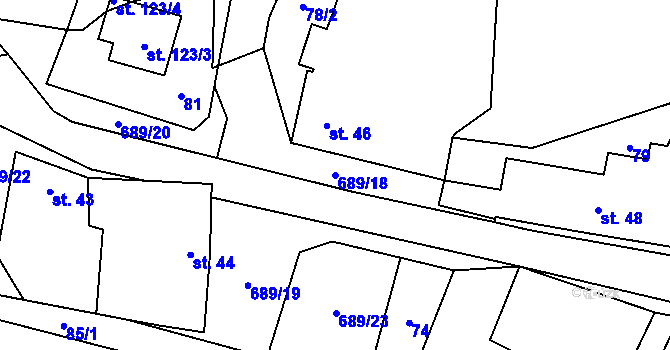 Parcela st. 689/18 v KÚ Světlá u Šebetova, Katastrální mapa