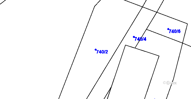 Parcela st. 740/2 v KÚ Světlá u Šebetova, Katastrální mapa